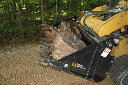 Quick Attach Quick Combo Bucket 900523 / 900525 / 900527 | 6-in-1 Industrial Skid Steer Bucket, 66 to 80-Inch, Grade 50 Steel - Log Bear Works