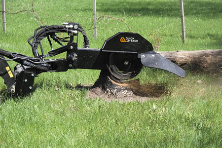 Quick Attach Quick Stump-Away Mini 900549 / 901965 | Mini Skid Steer Stump Grinder, 36-Inch Max Diameter, 24 Carbide Teeth - Log Bear Works