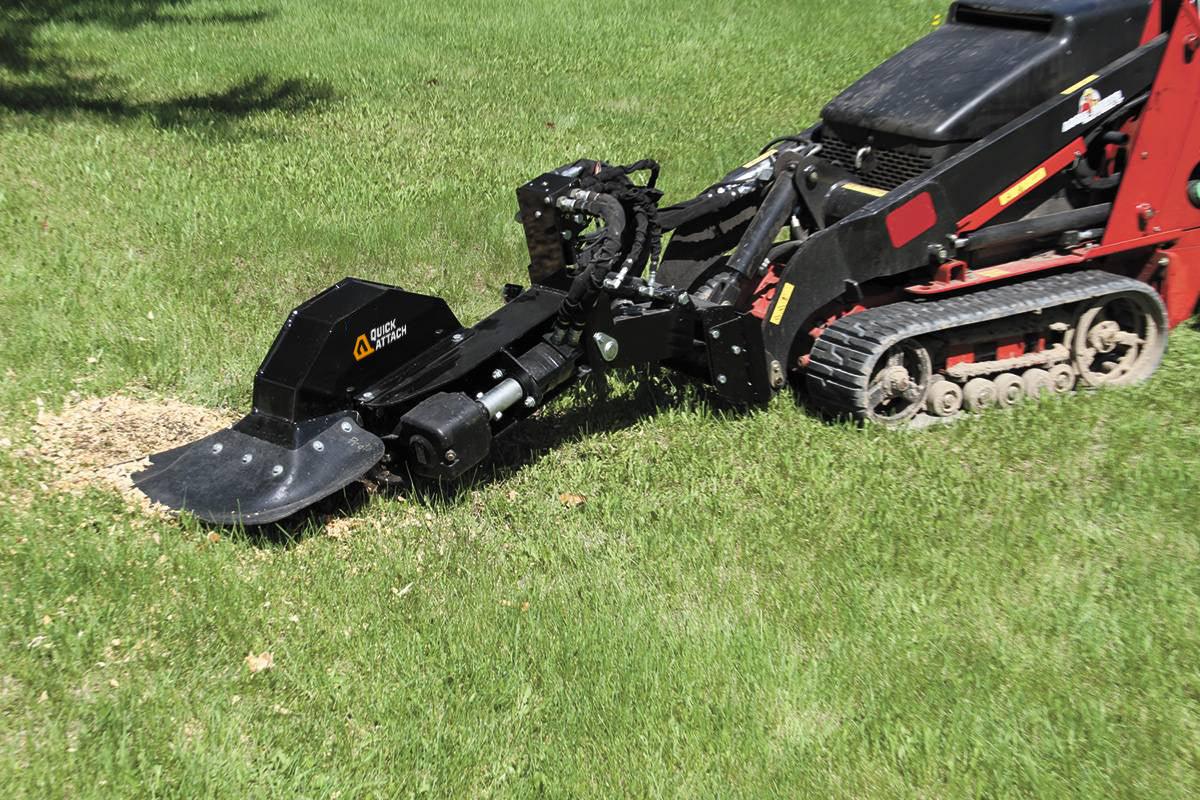 Quick Attach Quick Stump-Away Mini 900549 / 901965 | Mini Skid Steer Stump Grinder, 36-Inch Max Diameter, 24 Carbide Teeth - Log Bear Works