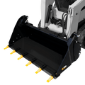 Quick Attach Quick Combo Bucket | 6-in-1 Industrial Skid Steer Bucket, 66 to 80-Inch, Grade 50 Steel