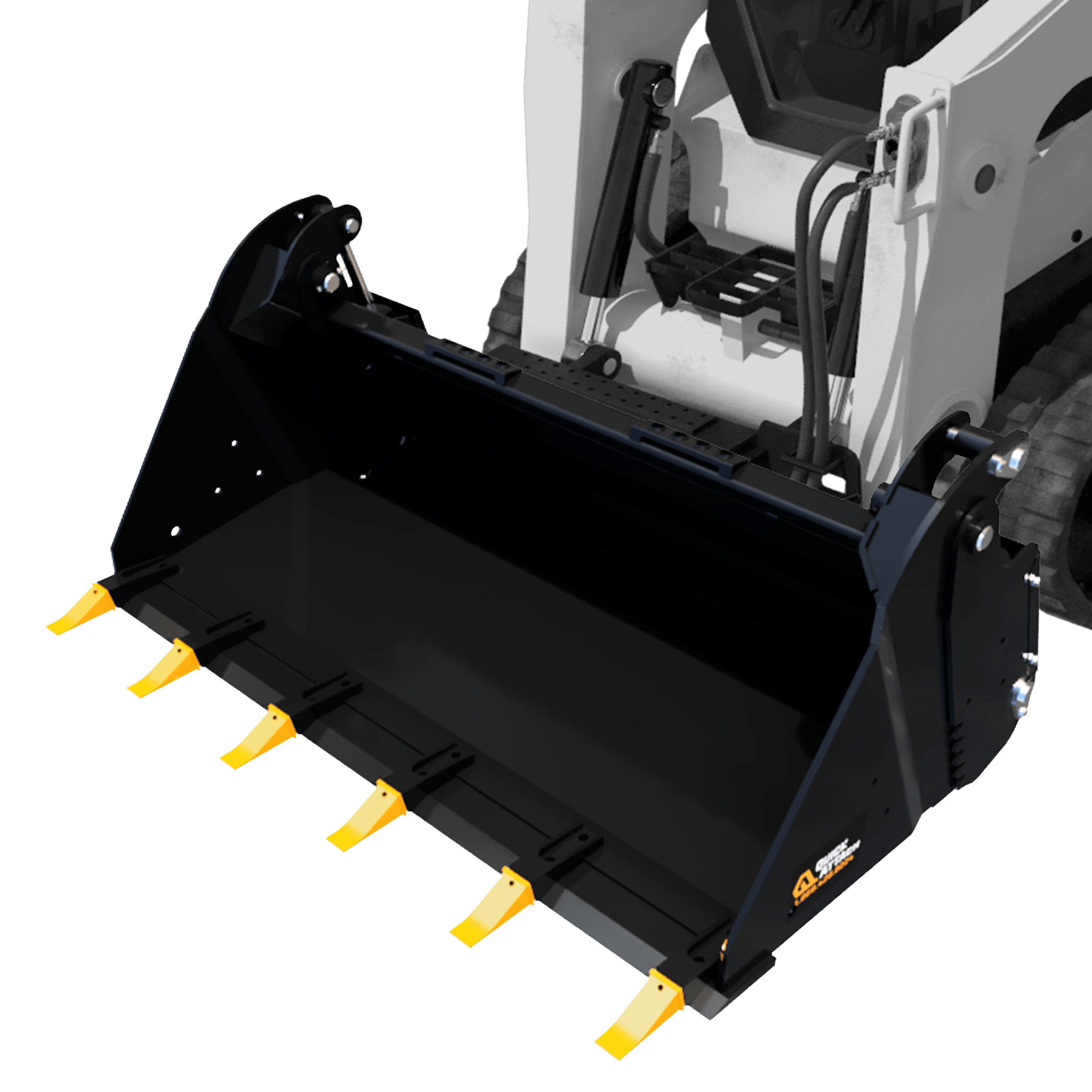 Quick Attach Quick Combo Bucket 900523 / 900525 / 900527 | 6-in-1 Industrial Skid Steer Bucket, 66 to 80-Inch, Grade 50 Steel - Log Bear Works