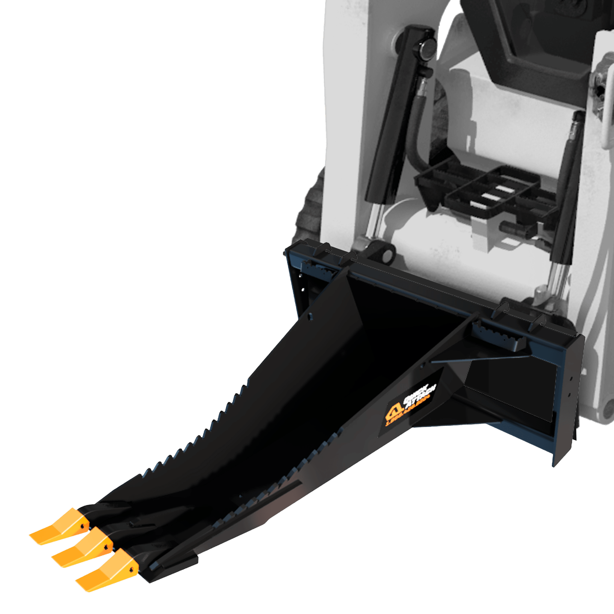 Quick Attach Mighty Dig Stump Bucket 900559 | Skid Steer Stump & Rock Removal Attachment - Log Bear Works