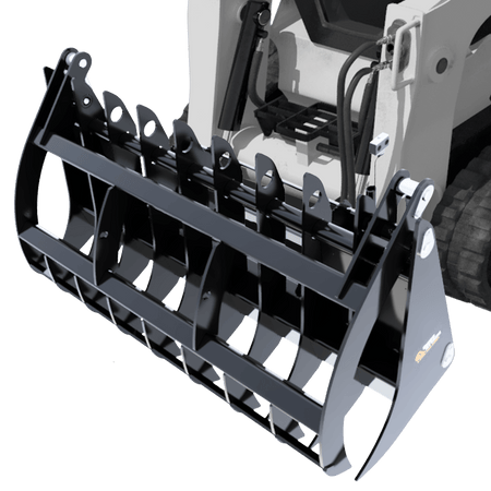 Quick Attach Grapple Rake 900316 / 900317 / 900318 | Skid Steer Grapple Rake, 60 to 84-Inch, Grade 100 Steel Teeth, 48-Inch Opening - Log Bear Works