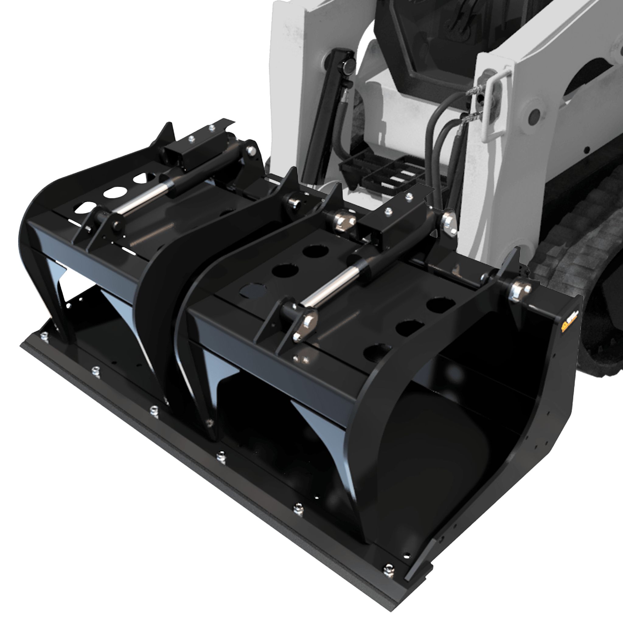Quick Attach Quick Scrape-n-Grab 900611 / 900612 / 900614 | Solid Bottom Grapple Bucket, 68 to 84-Inch, 1/2-Inch Grade 50 Steel - Log Bear Works