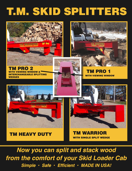 TM Manufacturing Pro 2 SkidSplitter | Patented 3-Wedge System, Universal Skid Steer Mount, USA-Made - Log Bear Works
