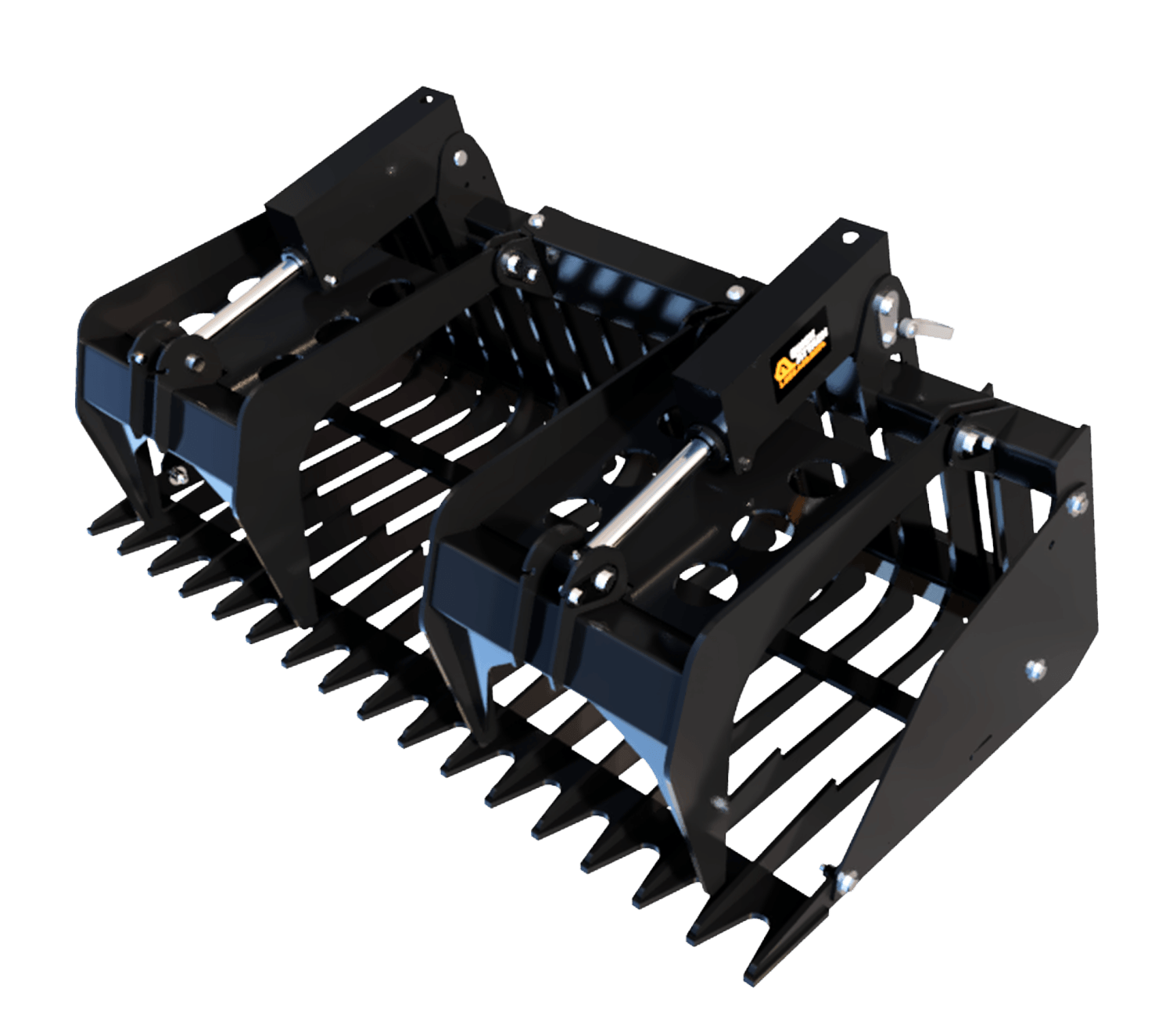 Quick Attach Skeleton Rock Bucket Grapple 925044 / 925045 / 925046 | Skid Steer Rock Bucket, 60 to 84-Inch, Grade 50 Steel - Log Bear Works