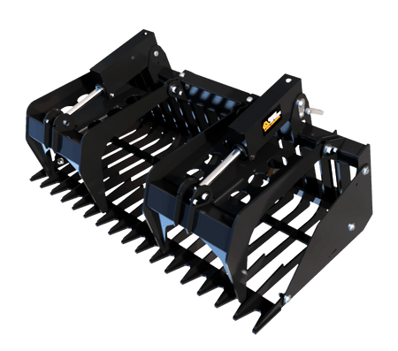 Quick Attach Skeleton Rock Bucket Grapple 925044 / 925045 / 925046 | Skid Steer Rock Bucket, 60 to 84-Inch, Grade 50 Steel - Log Bear Works