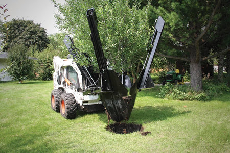 Quick Attach Skid Steer Tree Spade 901165 / 901166 | 3S & 4S Models, Up to 40-Inch Root Ball, Hydraulic - Log Bear Works