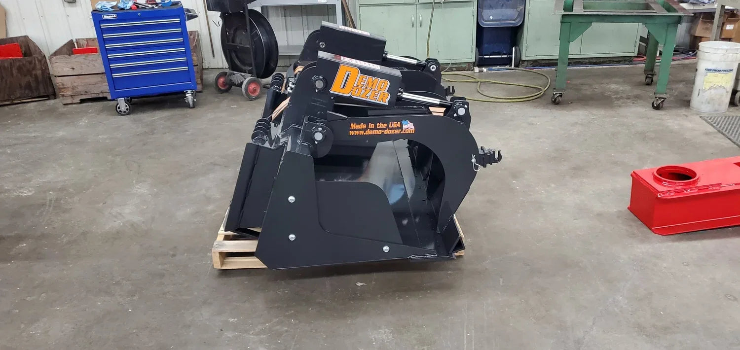 TM Manufacturing Demo-Dozer Skid Steer Grapple Bucket | 6-in-1 Attachment, 60 to 85-Inch, USA-Made - Log Bear Works