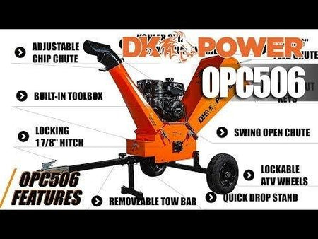 DK2 OPC506 Towable Wood Chipper Shredder | 14HP Kohler Engine, 6.25-Inch Capacity, Cyclonic Drum, EPA & CARB Certified - Log Bear Works