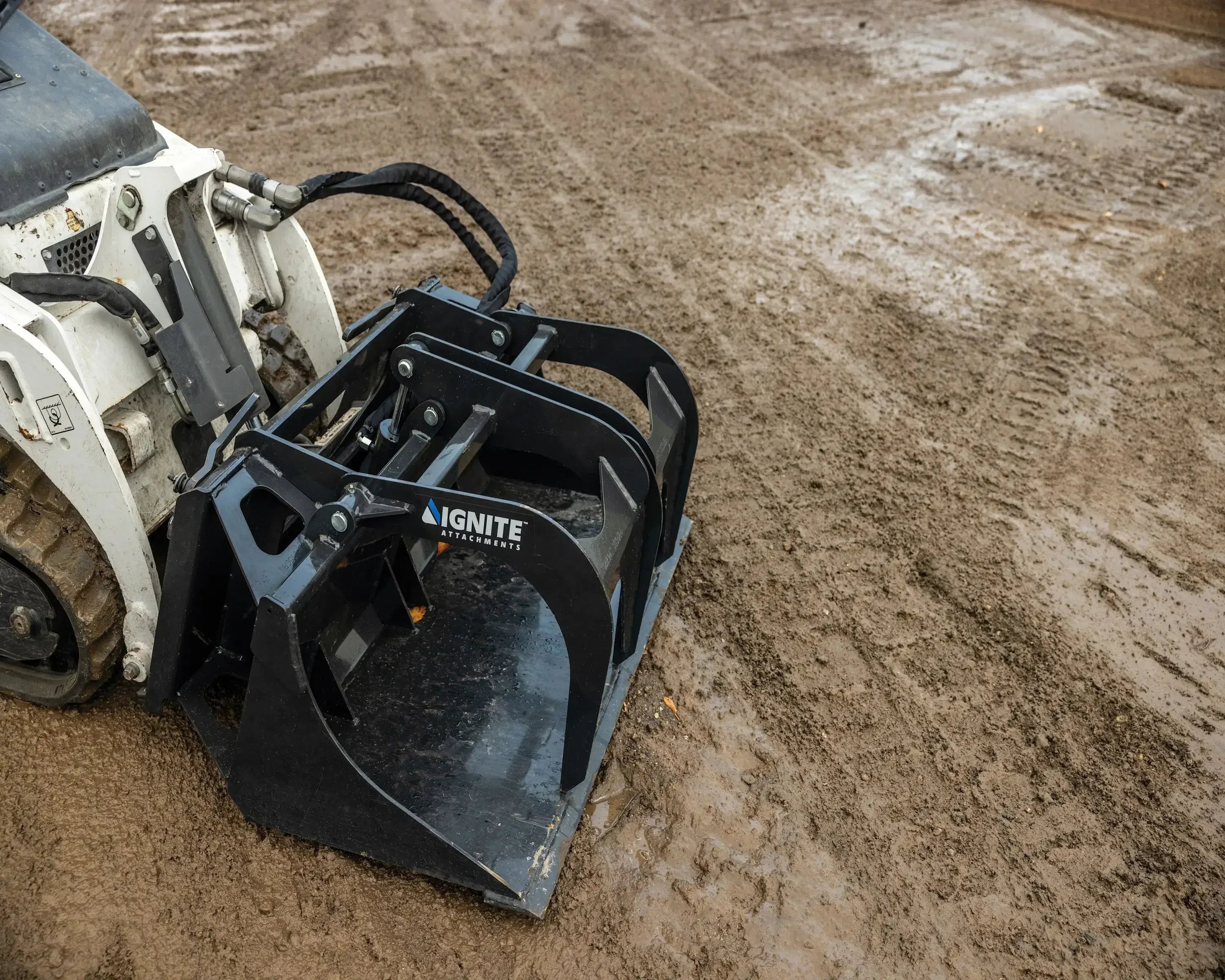 Ignite Attachments 36-Inch Mini Bucket Grapple | Compact All-Purpose Material Handler for Mini Track Loaders - Log Bear Works