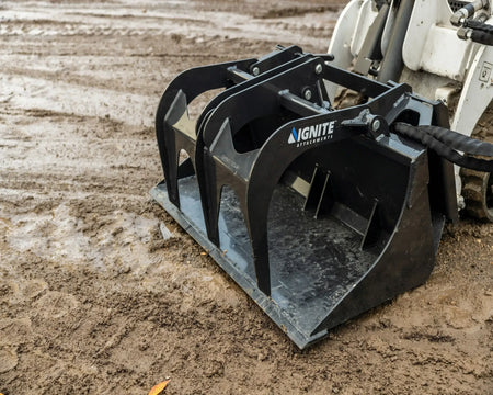 Ignite Attachments 36-Inch Mini Bucket Grapple | Compact All-Purpose Material Handler for Mini Track Loaders - Log Bear Works