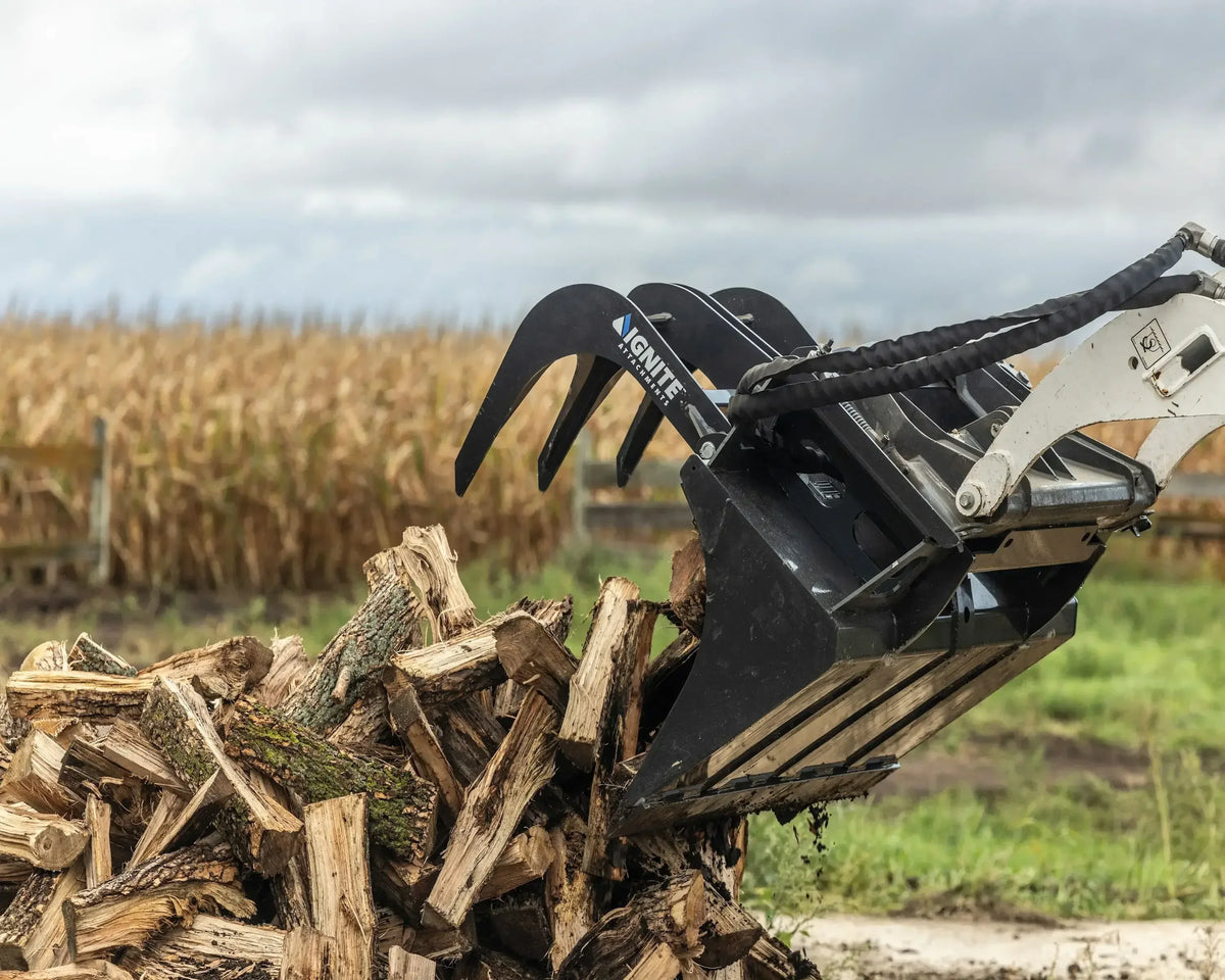 Ignite Attachments 36-Inch Mini Bucket Grapple | Compact All-Purpose Material Handler for Mini Track Loaders - Log Bear Works