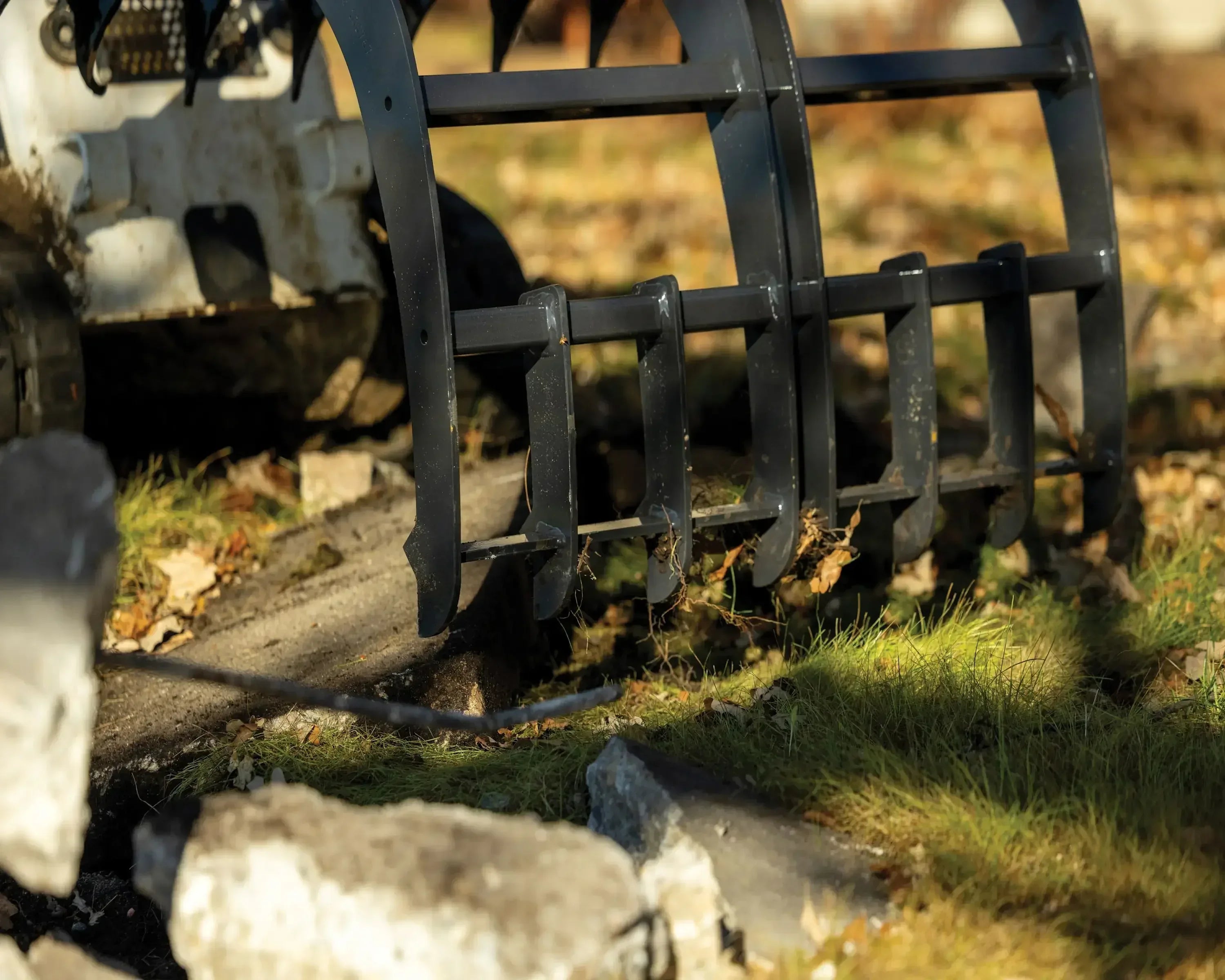 Ignite Attachments 44-Inch Mini Rake Grapple | Compact Land Clearing Attachment for Mini Track Loaders - Log Bear Works