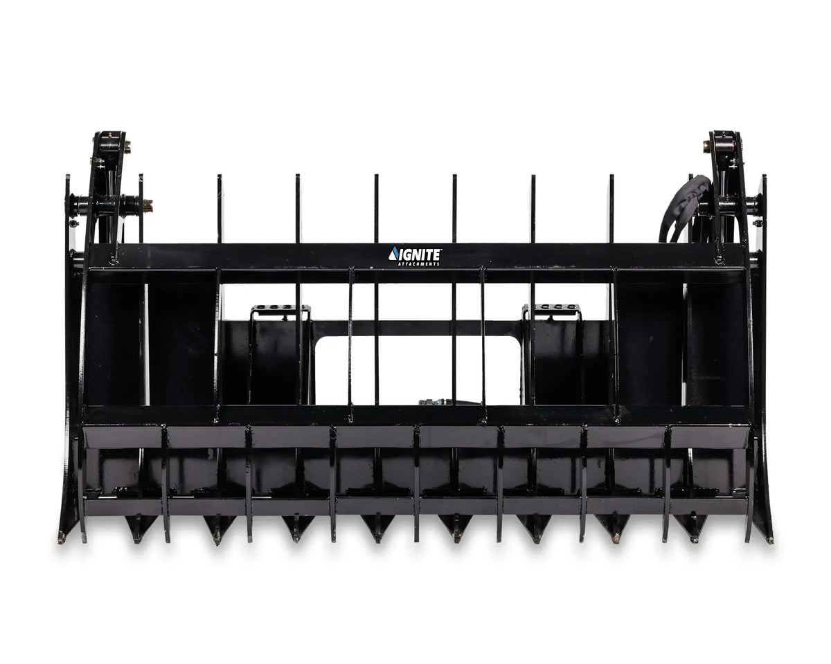 Ignite Attachments 78-Inch Rake Grapple | Heavy-Duty 2-in-1 Skid Steer Attachment for Debris Clearing & Loading - Log Bear Works