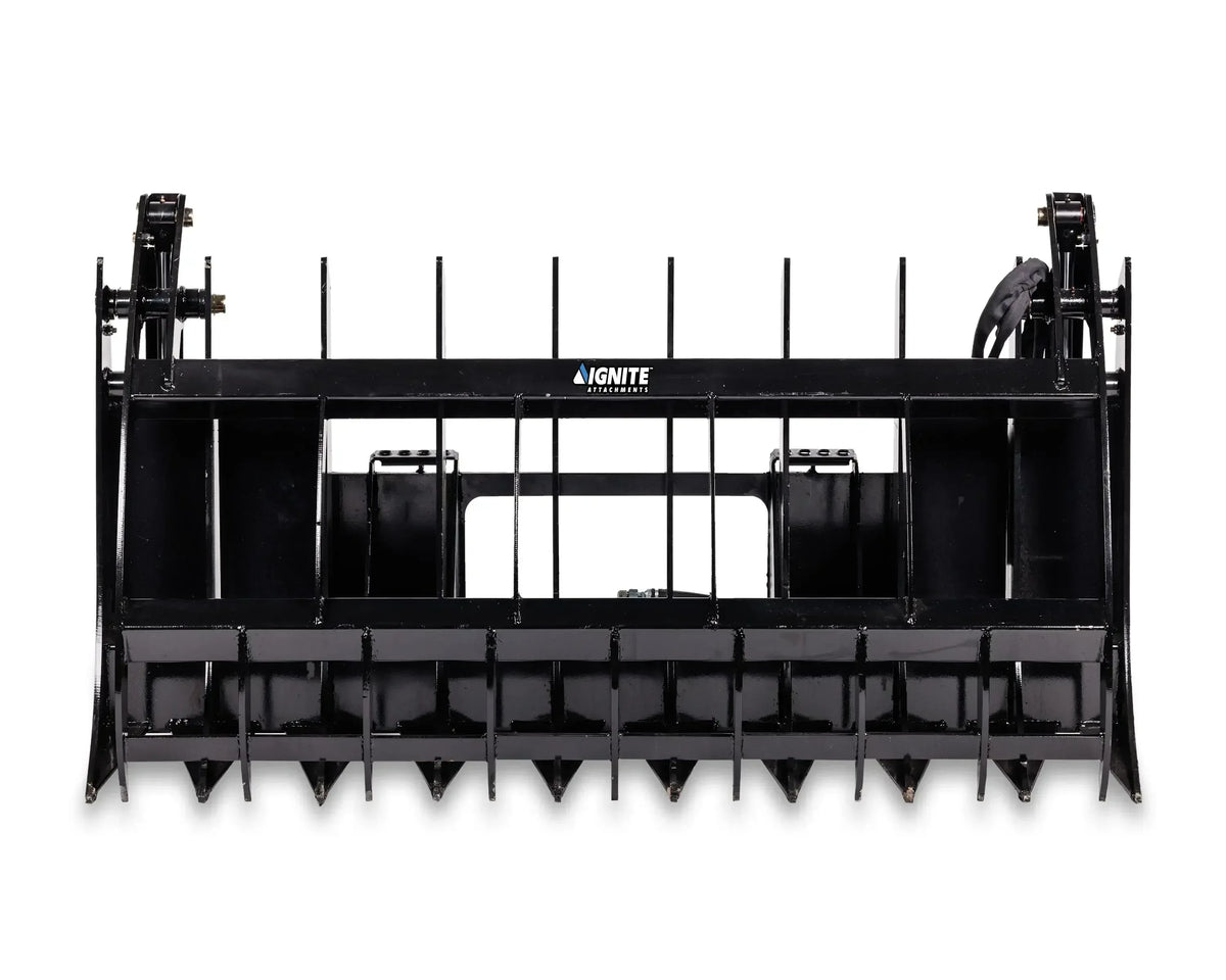 Ignite Attachments 84-Inch Rake Grapple | Maximum Coverage Skid Steer Attachment for Land Clearing & Debris Loading - Log Bear Works