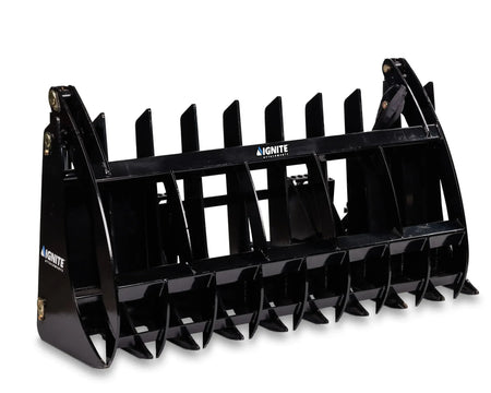 Ignite Attachments 78-Inch Rake Grapple | Heavy-Duty 2-in-1 Skid Steer Attachment for Debris Clearing & Loading - Log Bear Works