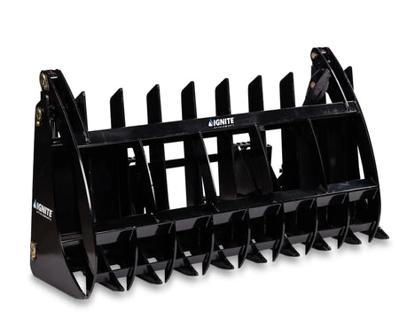 Ignite Attachments 84-Inch Rake Grapple | Maximum Coverage Skid Steer Attachment for Land Clearing & Debris Loading - Log Bear Works