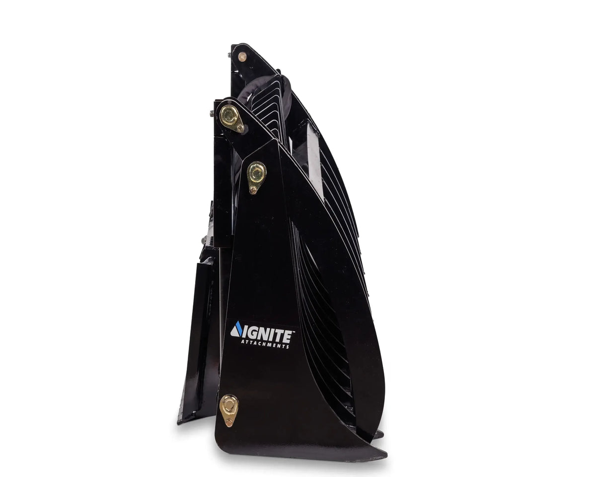 Ignite Attachments 66-Inch Rake Grapple | 2-in-1 Skid Steer Attachment for Land Clearing & Debris Loading - Log Bear Works