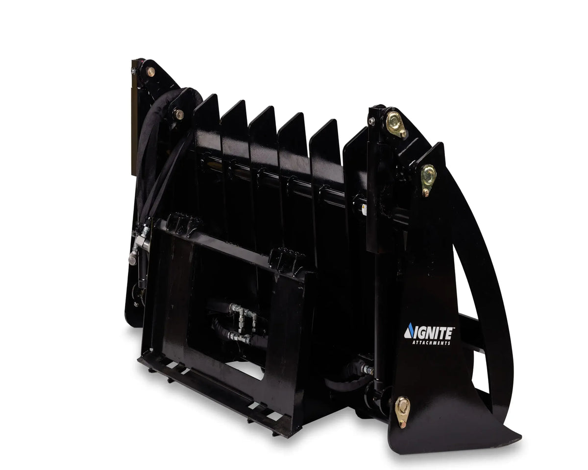 Ignite Attachments 66-Inch Rake Grapple | 2-in-1 Skid Steer Attachment for Land Clearing & Debris Loading - Log Bear Works