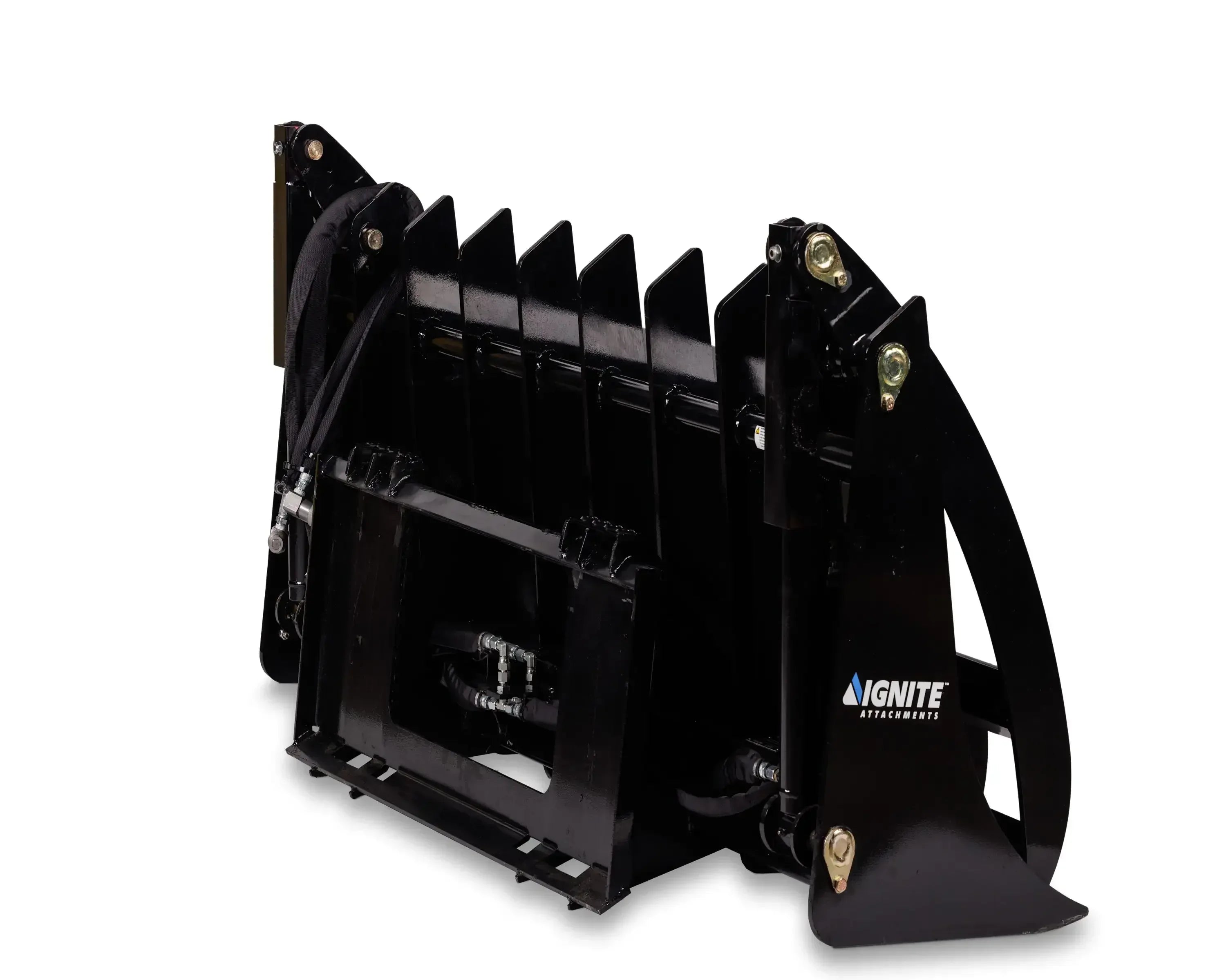 Ignite Attachments 78-Inch Rake Grapple | Heavy-Duty 2-in-1 Skid Steer Attachment for Debris Clearing & Loading - Log Bear Works