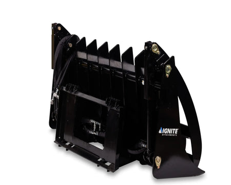 Ignite Attachments 78-Inch Rake Grapple | Heavy-Duty 2-in-1 Skid Steer Attachment for Debris Clearing & Loading - Log Bear Works