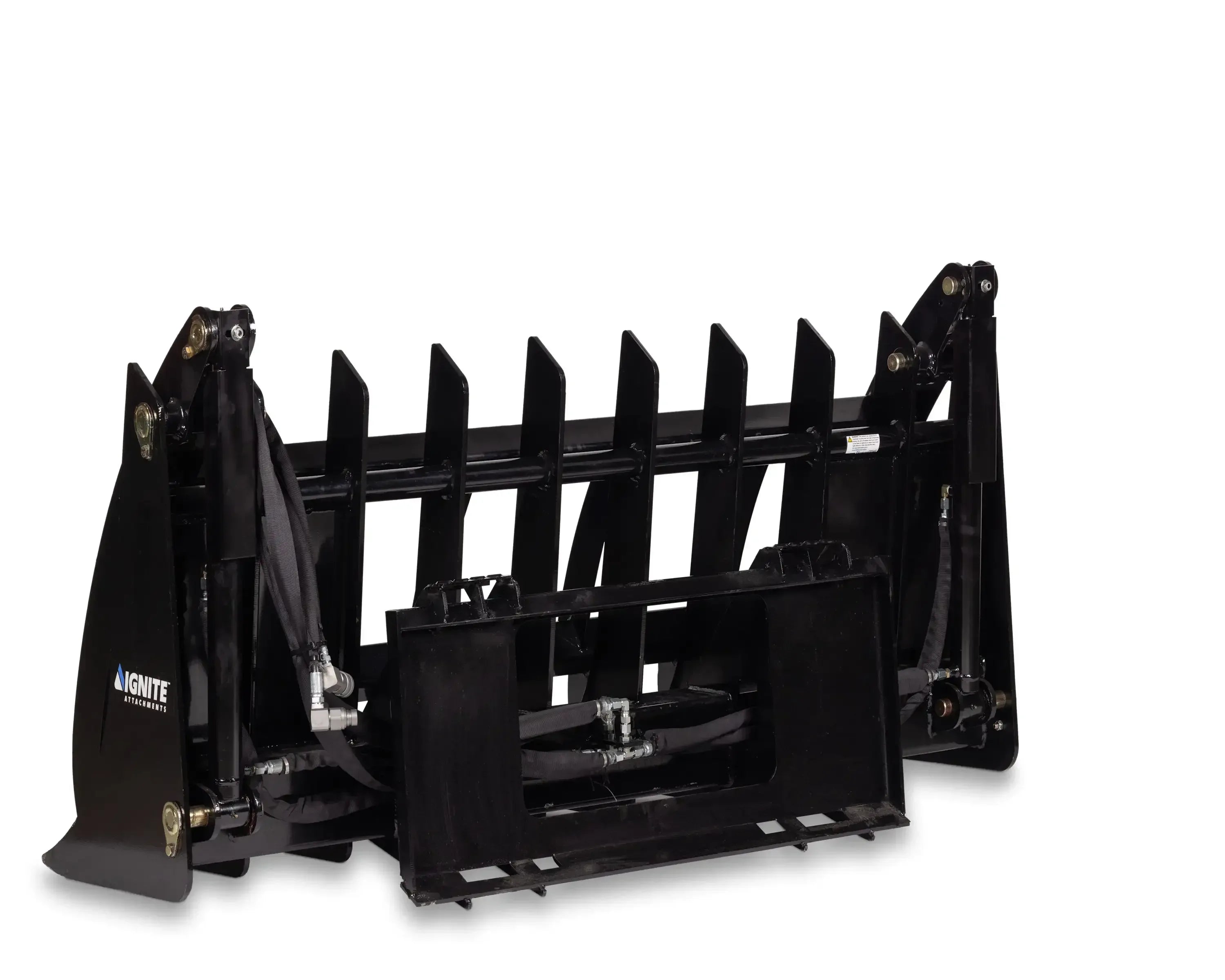 Ignite Attachments 66-Inch Rake Grapple | 2-in-1 Skid Steer Attachment for Land Clearing & Debris Loading - Log Bear Works