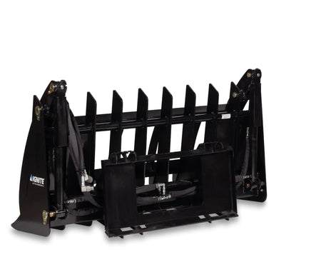 Ignite Attachments 66-Inch Rake Grapple | 2-in-1 Skid Steer Attachment for Land Clearing & Debris Loading - Log Bear Works