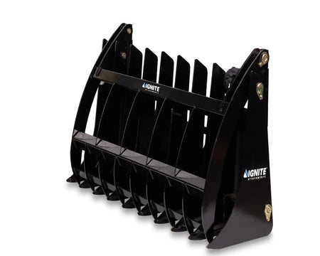 Ignite Attachments 66-Inch Rake Grapple | 2-in-1 Skid Steer Attachment for Land Clearing & Debris Loading - Log Bear Works
