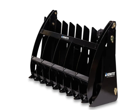Ignite Attachments 78-Inch Rake Grapple | Heavy-Duty 2-in-1 Skid Steer Attachment for Debris Clearing & Loading - Log Bear Works