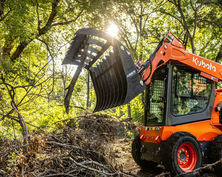 Ignite Attachments 84-Inch Rake Grapple | Maximum Coverage Skid Steer Attachment for Land Clearing & Debris Loading - Log Bear Works