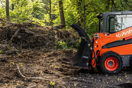 Ignite Attachments 66-Inch Rake Grapple | 2-in-1 Skid Steer Attachment for Land Clearing & Debris Loading - Log Bear Works