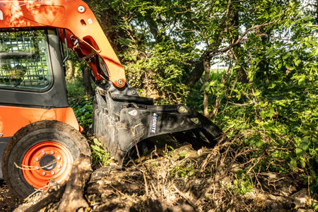 Ignite Attachments 66-Inch Rake Grapple | 2-in-1 Skid Steer Attachment for Land Clearing & Debris Loading - Log Bear Works