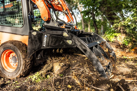 Ignite Attachments 66-Inch Rake Grapple | 2-in-1 Skid Steer Attachment for Land Clearing & Debris Loading - Log Bear Works