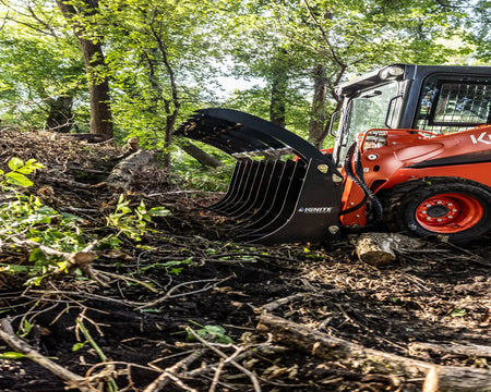 Ignite Attachments 84-Inch Rake Grapple | Maximum Coverage Skid Steer Attachment for Land Clearing & Debris Loading - Log Bear Works