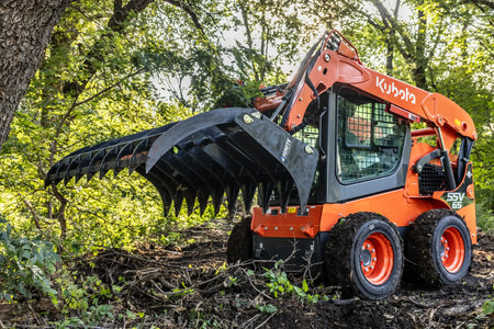 Ignite Attachments 66-Inch Rake Grapple | 2-in-1 Skid Steer Attachment for Land Clearing & Debris Loading - Log Bear Works