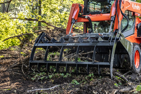 Ignite Attachments 66-Inch Rake Grapple | 2-in-1 Skid Steer Attachment for Land Clearing & Debris Loading - Log Bear Works