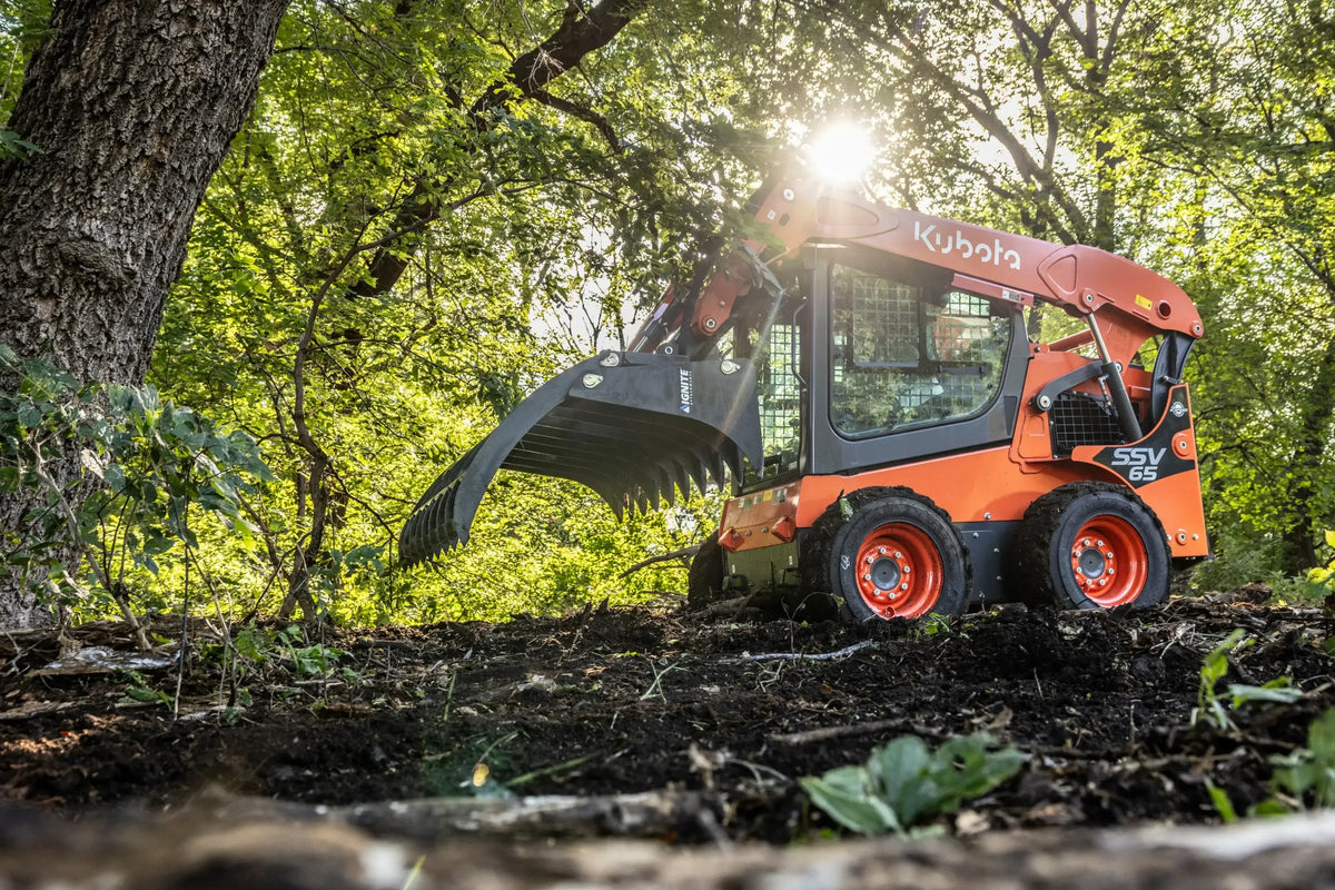 Ignite Attachments 66-Inch Rake Grapple | 2-in-1 Skid Steer Attachment for Land Clearing & Debris Loading - Log Bear Works