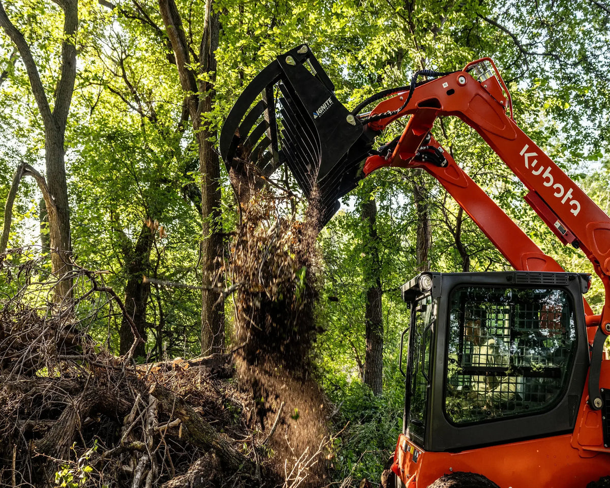 Ignite Attachments 84-Inch Rake Grapple | Maximum Coverage Skid Steer Attachment for Land Clearing & Debris Loading - Log Bear Works