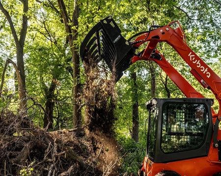 Ignite Attachments 84-Inch Rake Grapple | Maximum Coverage Skid Steer Attachment for Land Clearing & Debris Loading - Log Bear Works