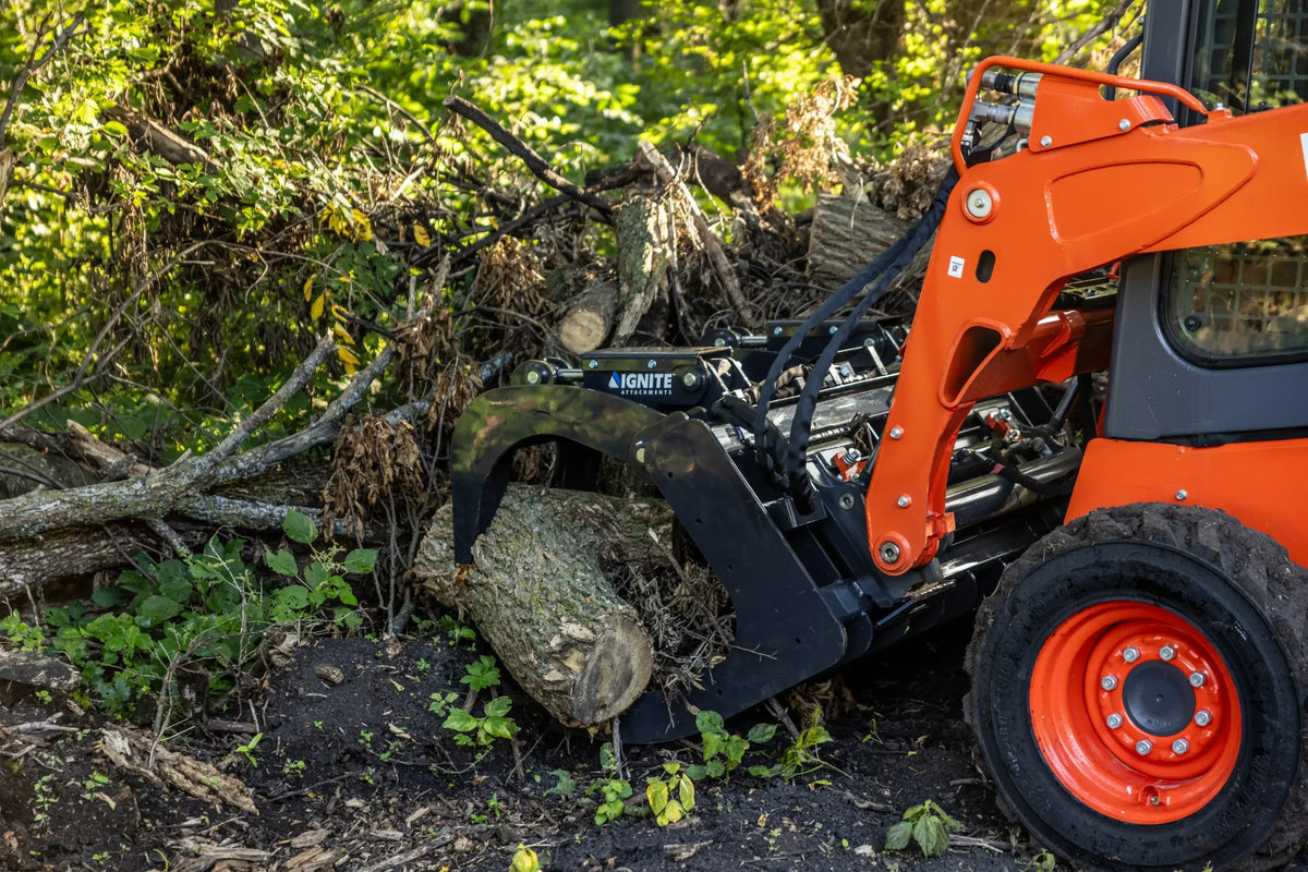 Ignite Attachments 74" Root Grapple | Widest Coverage Skid Steer Land Clearing Attachment - Log Bear Works