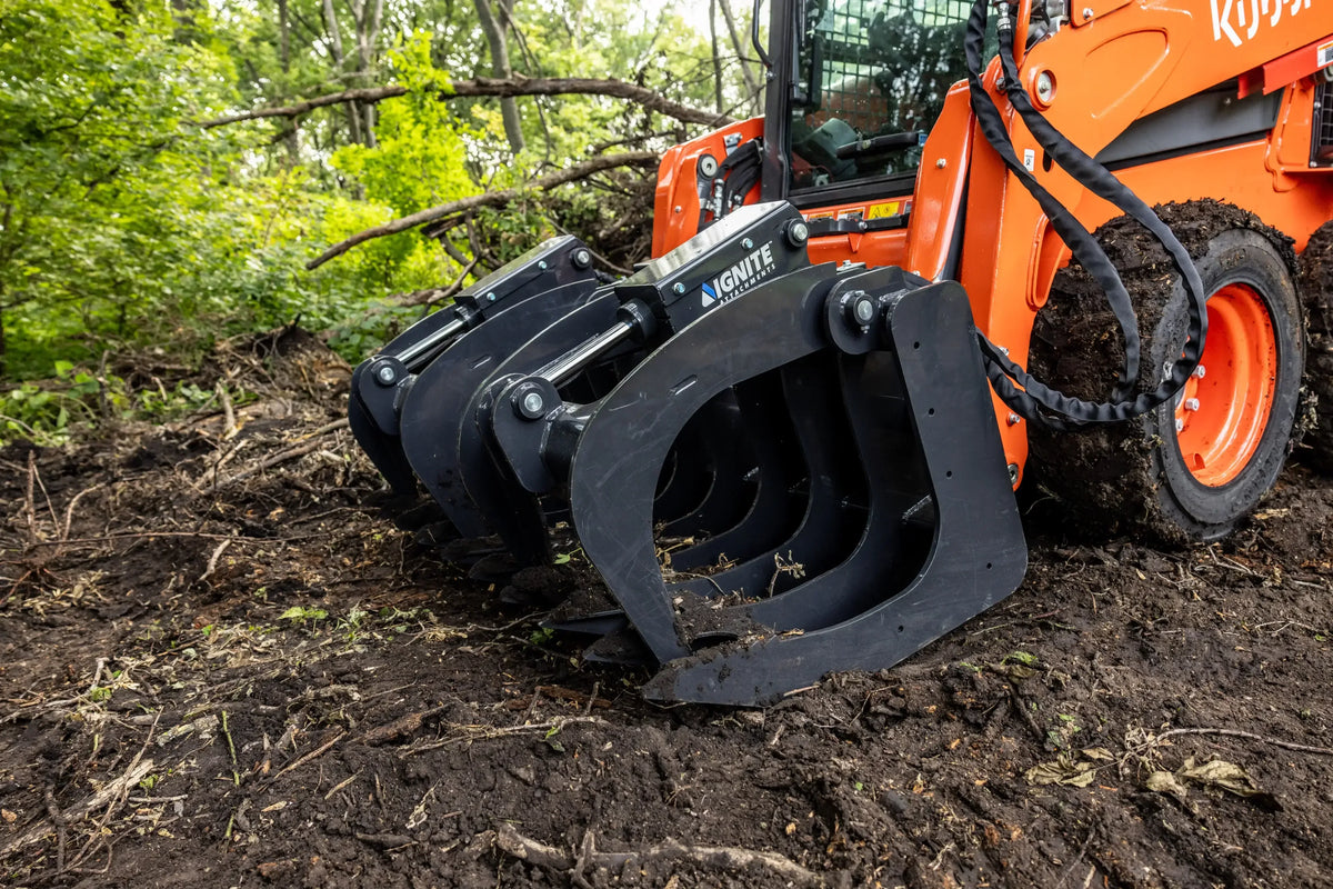 Ignite Attachments 74" Root Grapple | Widest Coverage Skid Steer Land Clearing Attachment - Log Bear Works