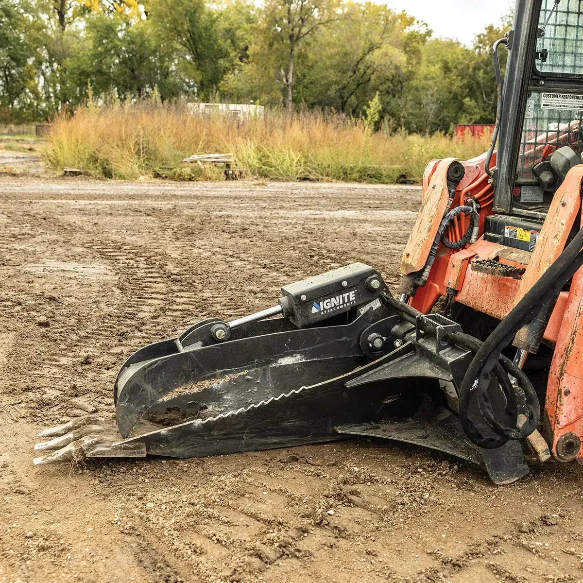 Ignite Attachments 46-Inch Stump Bucket | Heavy-Duty Skid Steer Attachment for Stump & Root Removal - Log Bear Works
