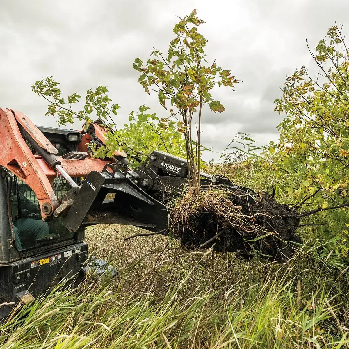 Ignite Attachments 46-Inch Stump Bucket | Heavy-Duty Skid Steer Attachment for Stump & Root Removal - Log Bear Works