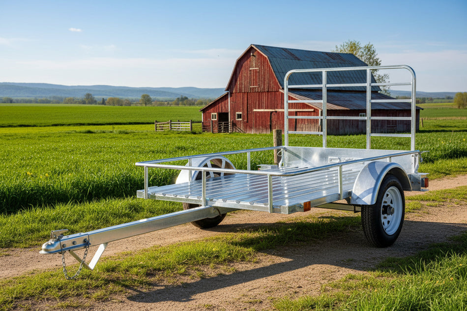 DK2 MMT4X6OG 4x6 Ft Galvanized Steel Dump Utility Trailer | 1,305 LB Payload, DOT LED Lights, Rust-Proof - Log Bear Works