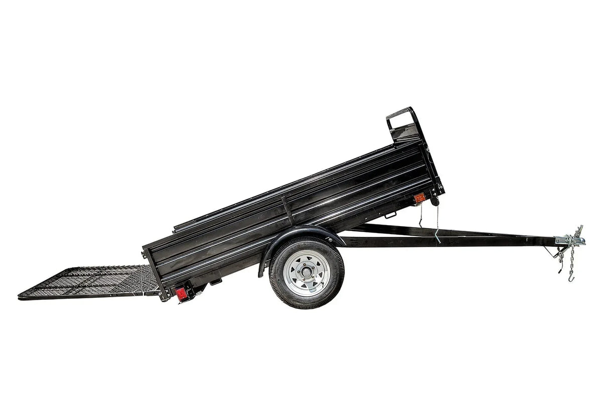 DK2 MMT5X7-DUG 4.5x7.5 Ft Steel Dump Utility Trailer | 1,624 LB Payload, 40-Inch Rear Ramp Gate, UV Powder-Coated - Log Bear Works
