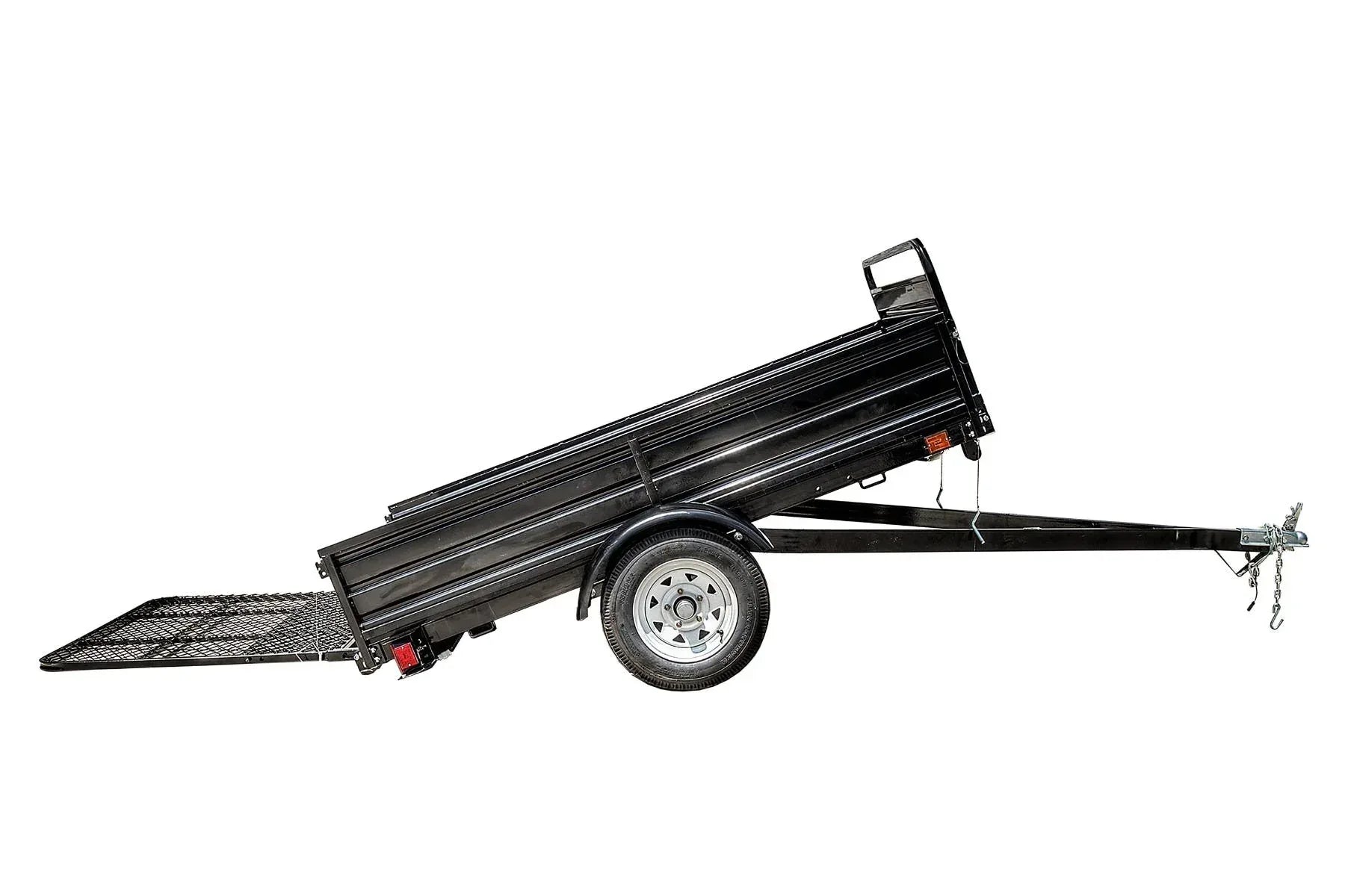 DK2 MMT5X7-DUG 4.5x7.5 Ft Steel Dump Utility Trailer | 1,624 LB Payload, 40-Inch Rear Ramp Gate, UV Powder-Coated - Log Bear Works