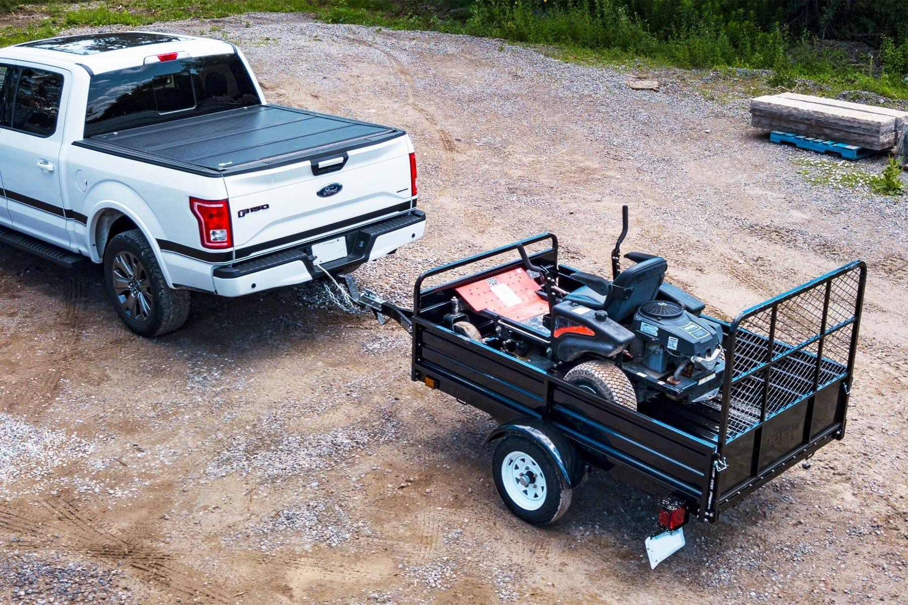 DK2 MMT5X7-DUG 4.5x7.5 Ft Steel Dump Utility Trailer | 1,624 LB Payload, 40-Inch Rear Ramp Gate, UV Powder-Coated - Log Bear Works