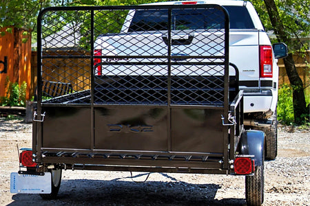 DK2 MMT5X7-DUG 4.5x7.5 Ft Steel Dump Utility Trailer | 1,624 LB Payload, 40-Inch Rear Ramp Gate, UV Powder-Coated - Log Bear Works