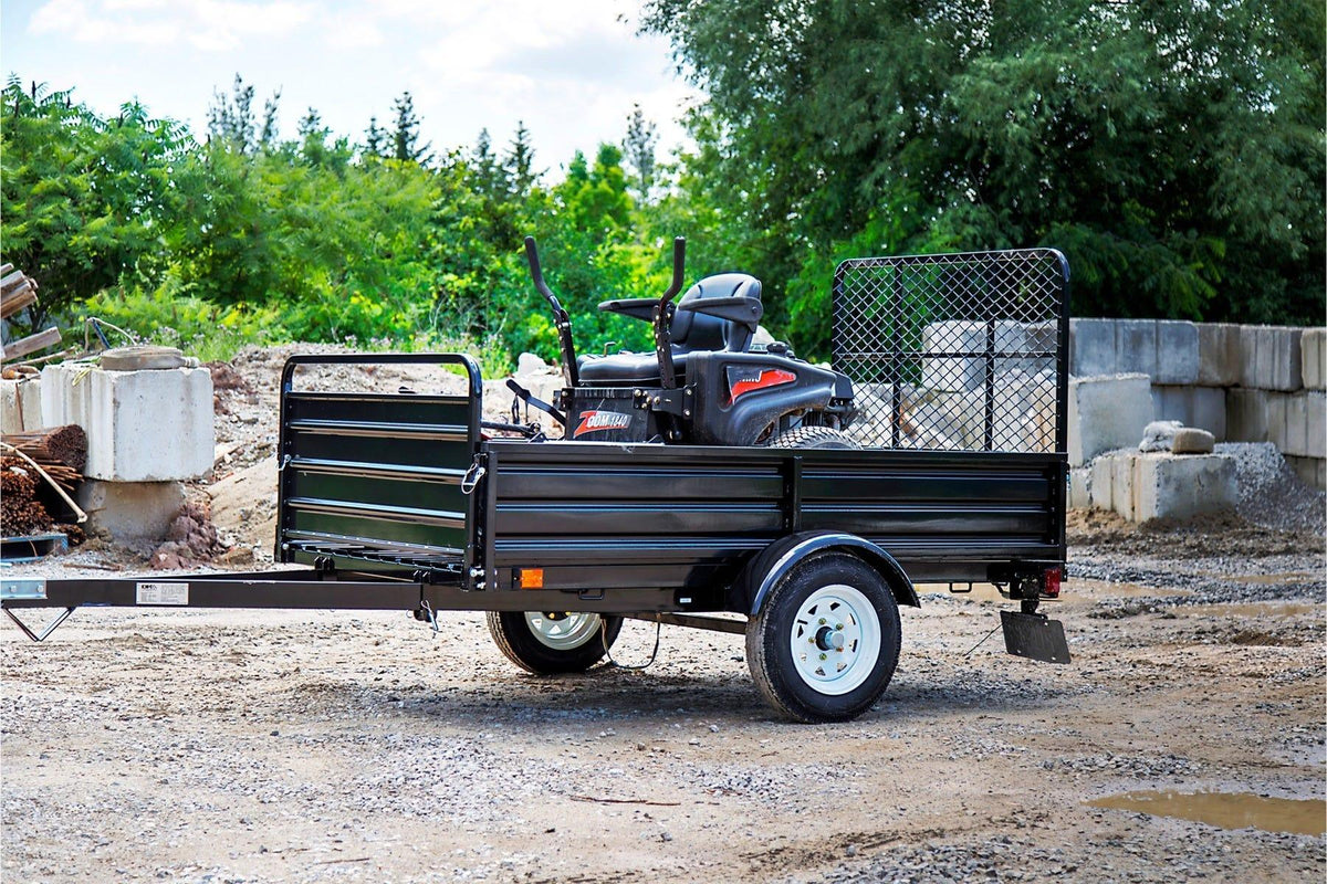 DK2 MMT5X7-DUG 4.5x7.5 Ft Steel Dump Utility Trailer | 1,624 LB Payload, 40-Inch Rear Ramp Gate, UV Powder-Coated - Log Bear Works